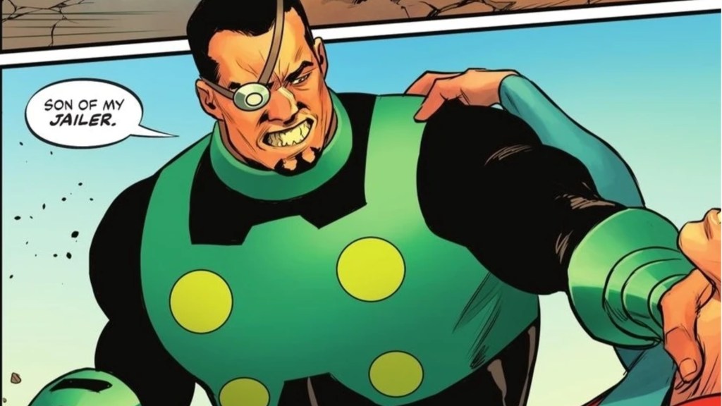 Jax-Ur holding Superman by the neck