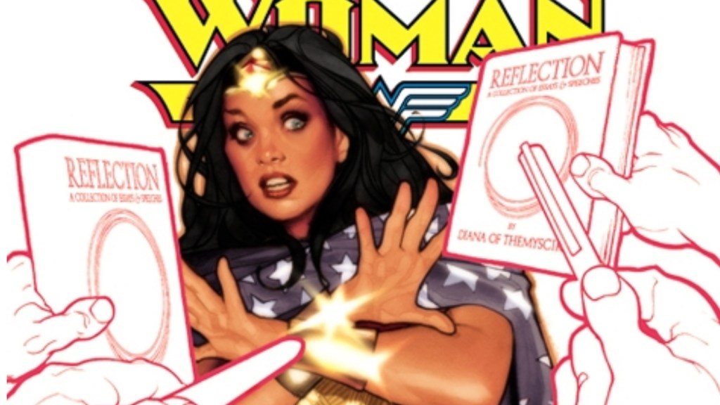 Wonder Woman surrounded by people who want her to sign her book