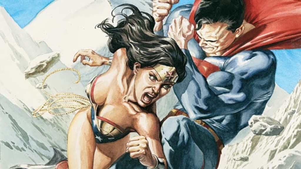 Wonder Woman punching Superman