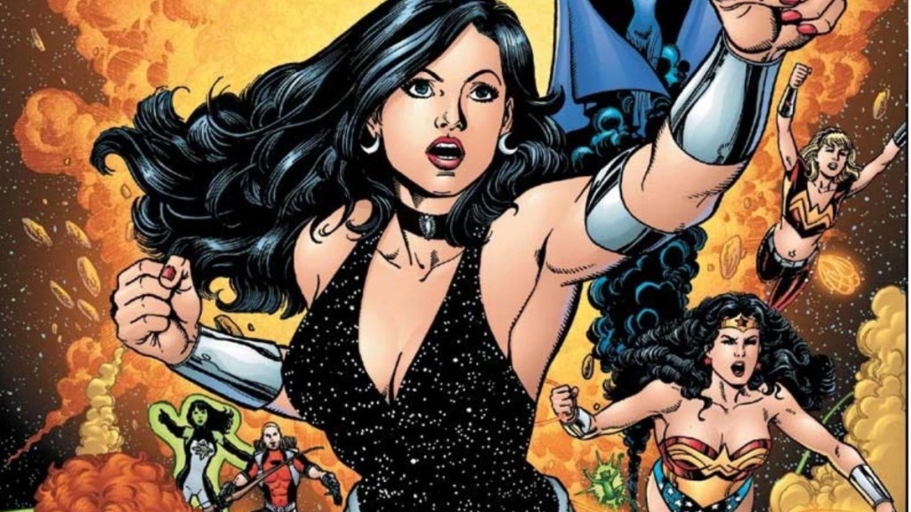 Donna Troy leading Wonder Woman, Wonder Girl, Jade, and Arsenal into battle