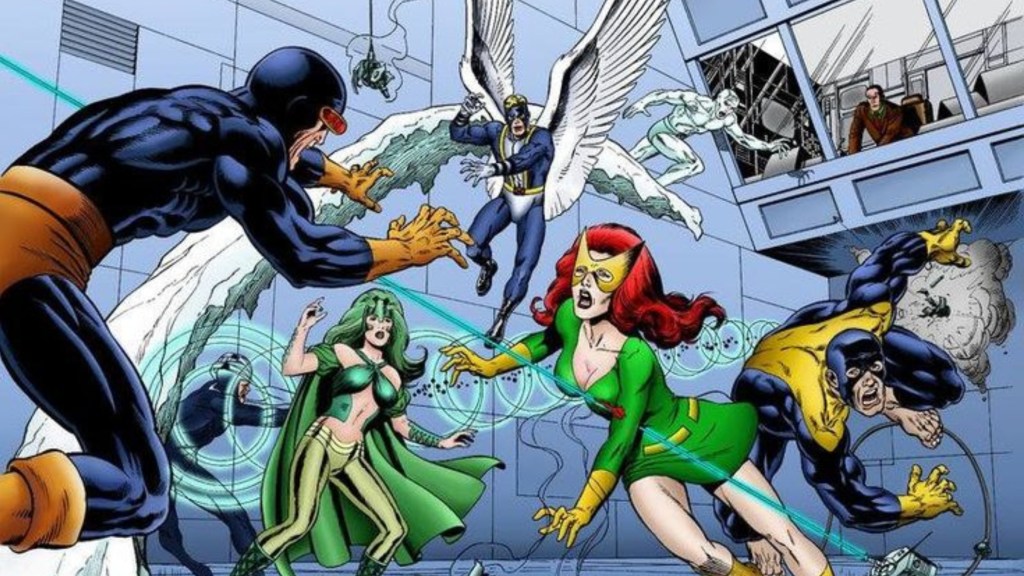 Cyclops in the Danger Room with the rest of the X-Men
