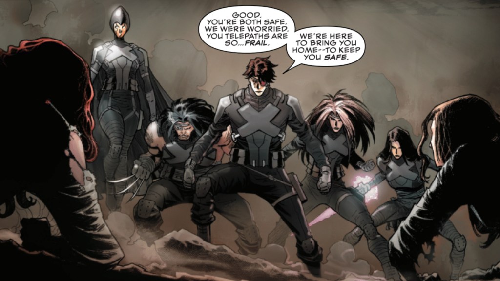 Cassandra Nova's X-Men about to attack Jean Grey and Emma Frost