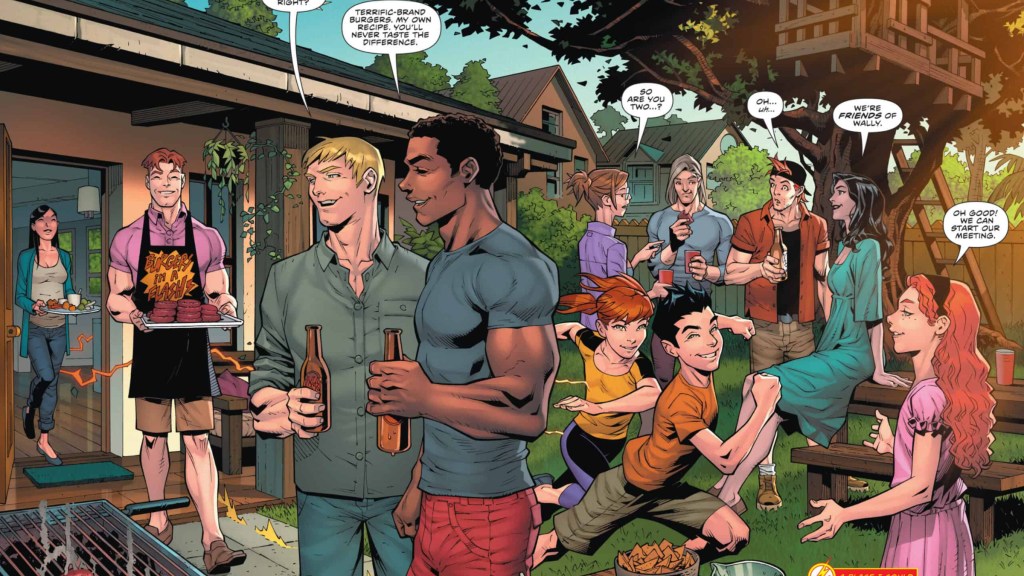 The various members of the Flash Family at a barbecue