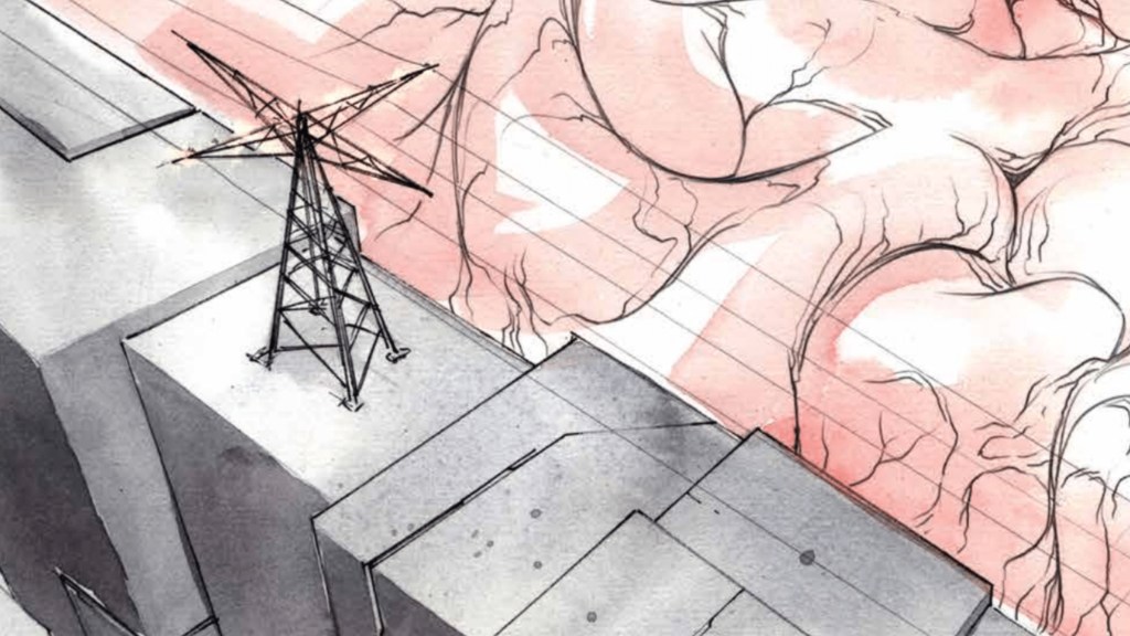 The wall of the factory, surrounded by something alive