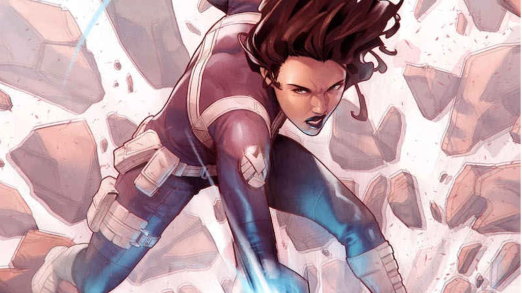 Quake smashing rocks with her powers
