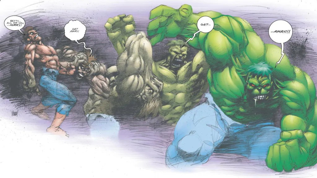 Bruce Banner transforming into the Hulk
