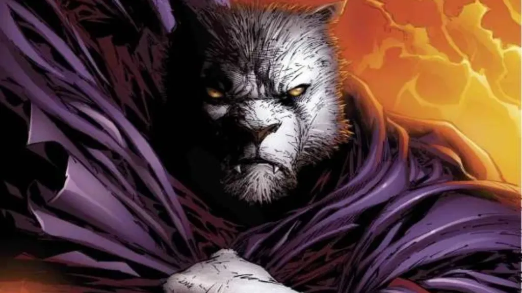 The Beast of the Apocalypse holding his cloak together