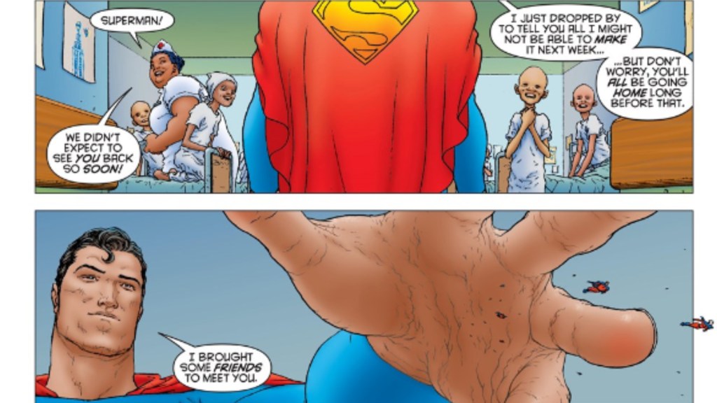 Superman releasing Kandorians to cure childhood cancer