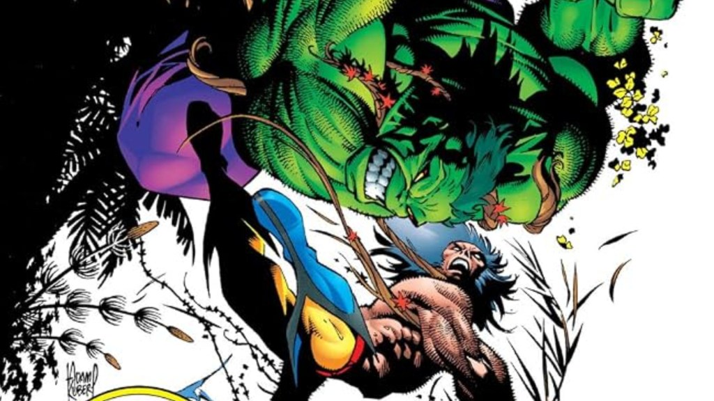 Hulk and Wolverine tussling